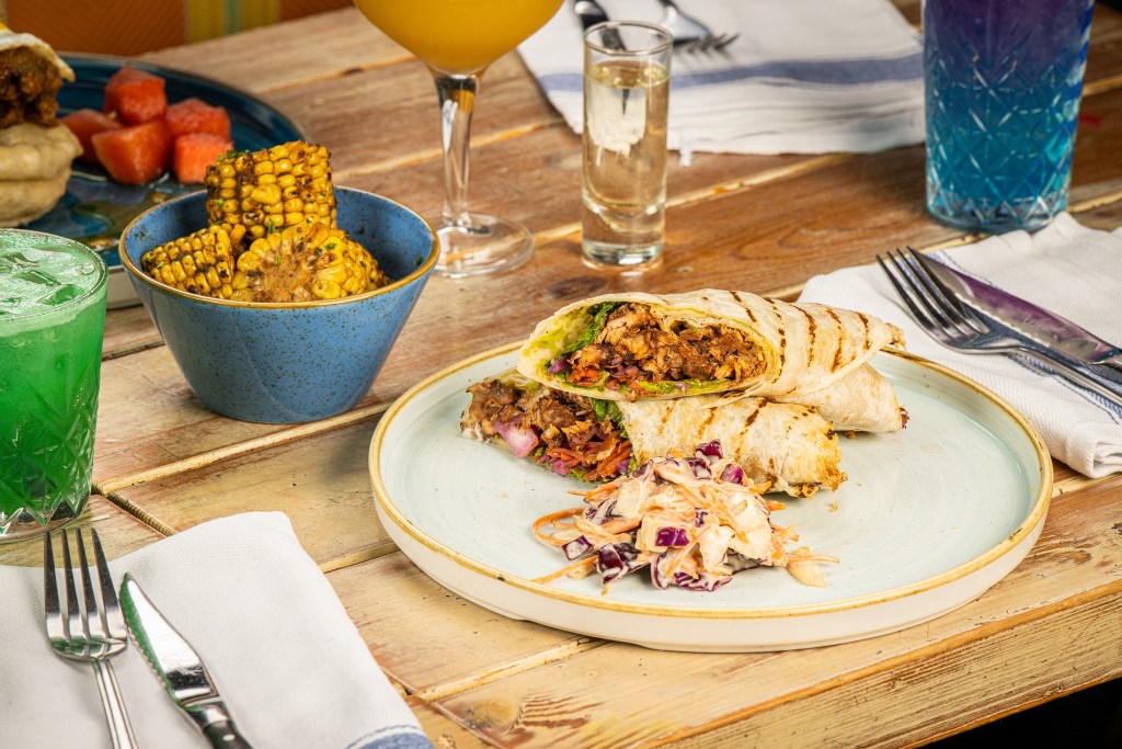 Food served on a table at Turtle Bay. 