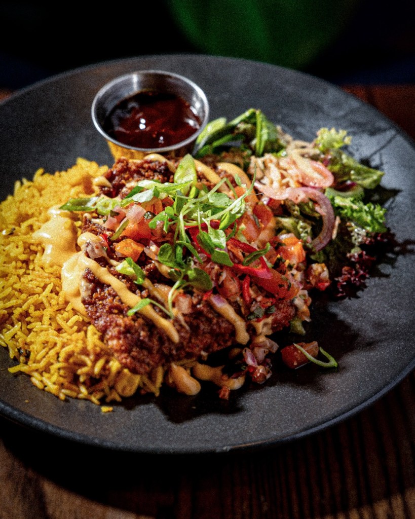Beef rice bowl at Las Iguanas. 