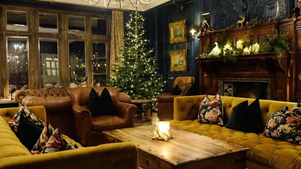 Festive decor at Simonstone Hall in Yorkshire. 