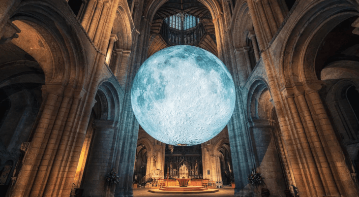 Huge Floating Moon Is Illuminating Rotherham Minster This Month