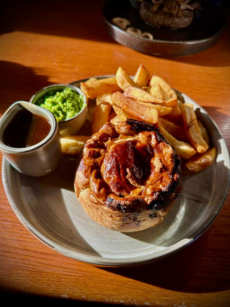 Pie served at King William Inn near Doncaster. 