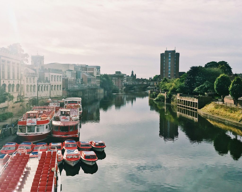 The River Oure running through York City Centre. 