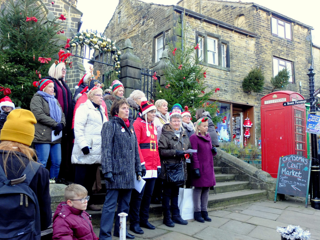 Carol singers on Main Street, Haworth. 