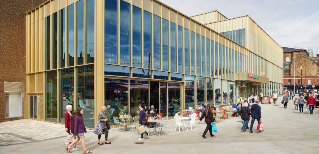 Shoppers passing by the Glass Works shopping centre in Barnsley. 