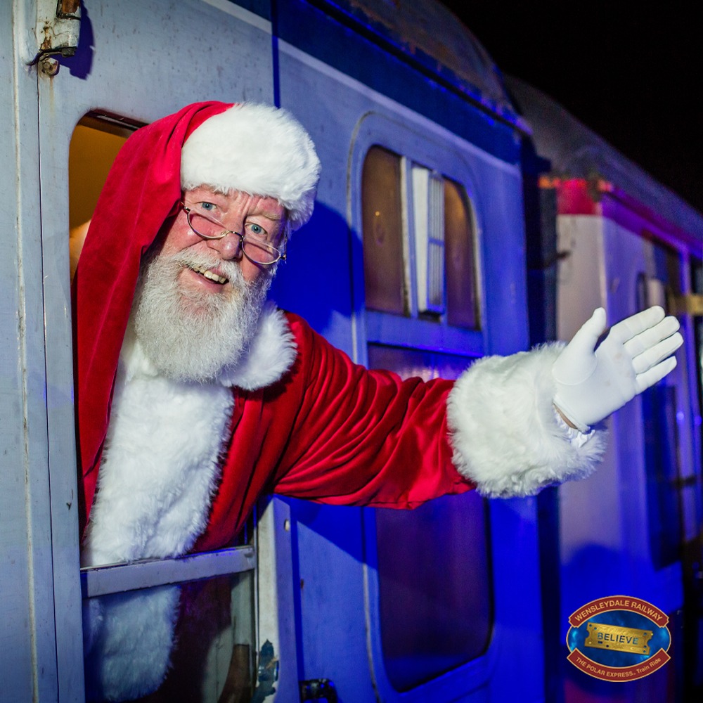 Father Christmas on board The Polar Express experience in Yorkshire. 