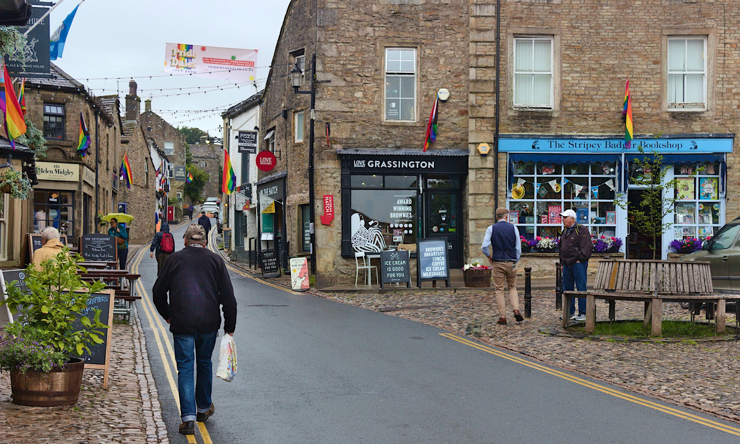 The bustling market square in Grassington. 
