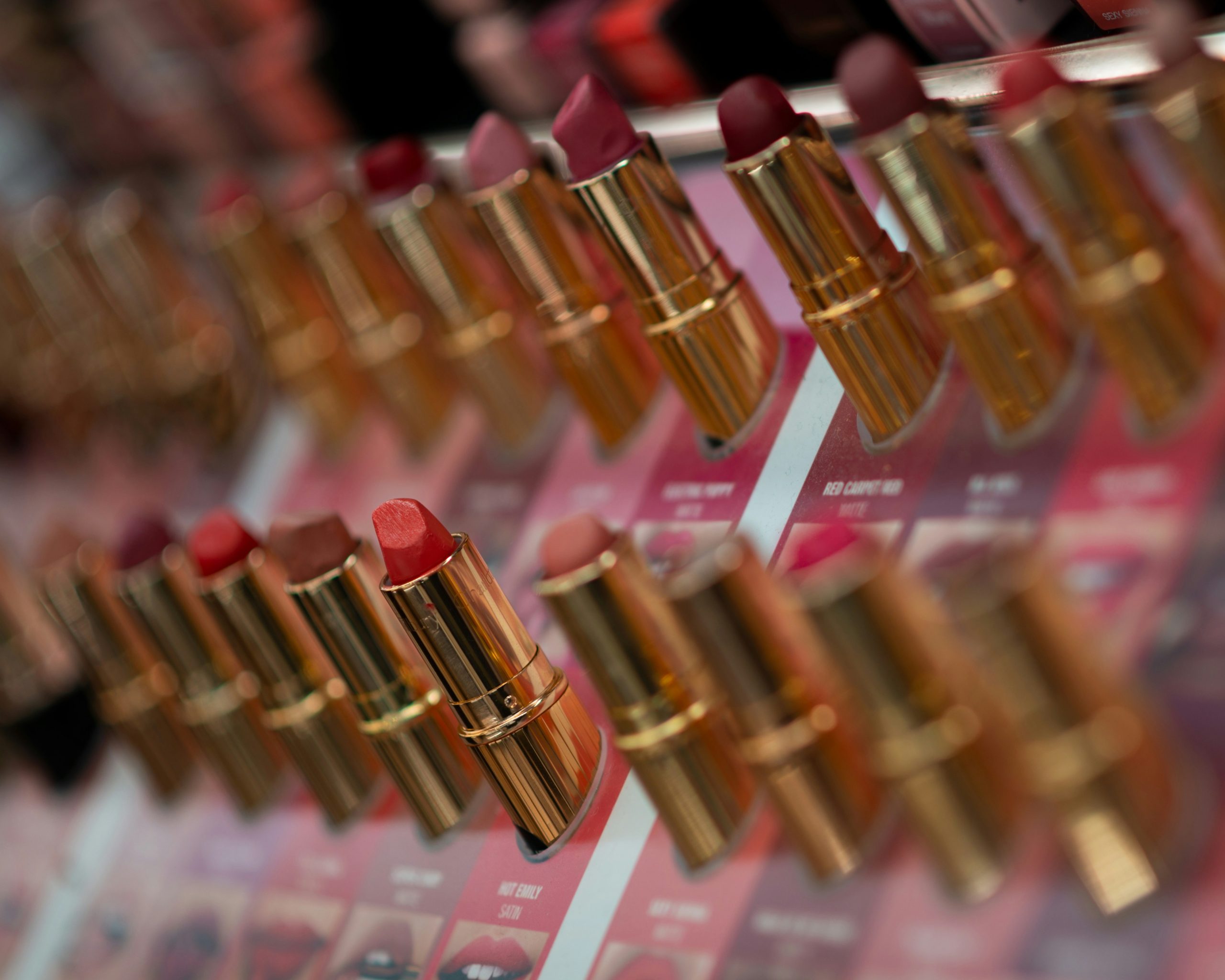 Lipsticks on display in Sephora