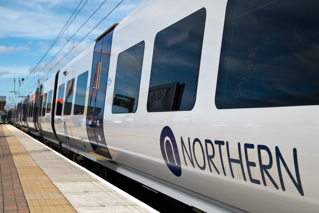 A Northern train at a train platform.