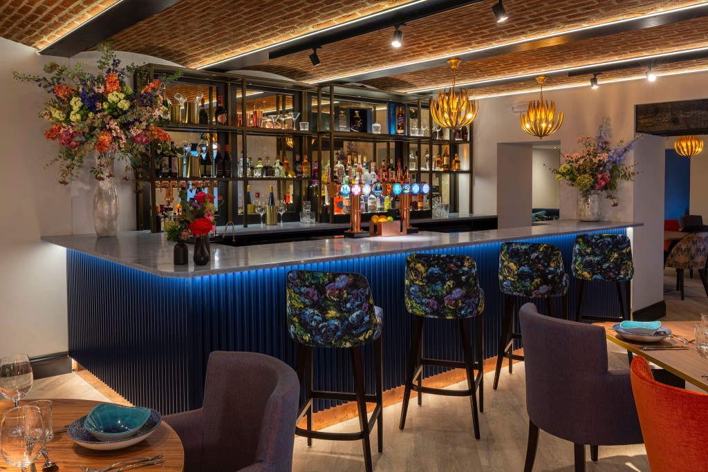 Inside the bar and restaurant at the Wainstones Hotel, North York Moors. 
