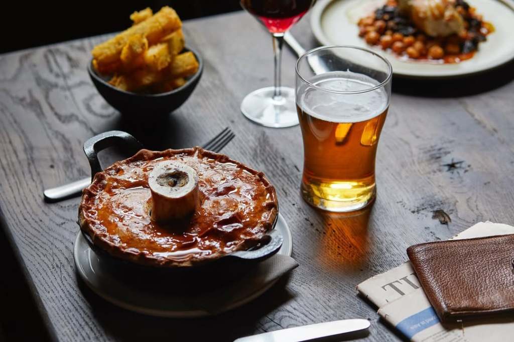 A pie and a pint served at The Penny Bun in Yorkshire.