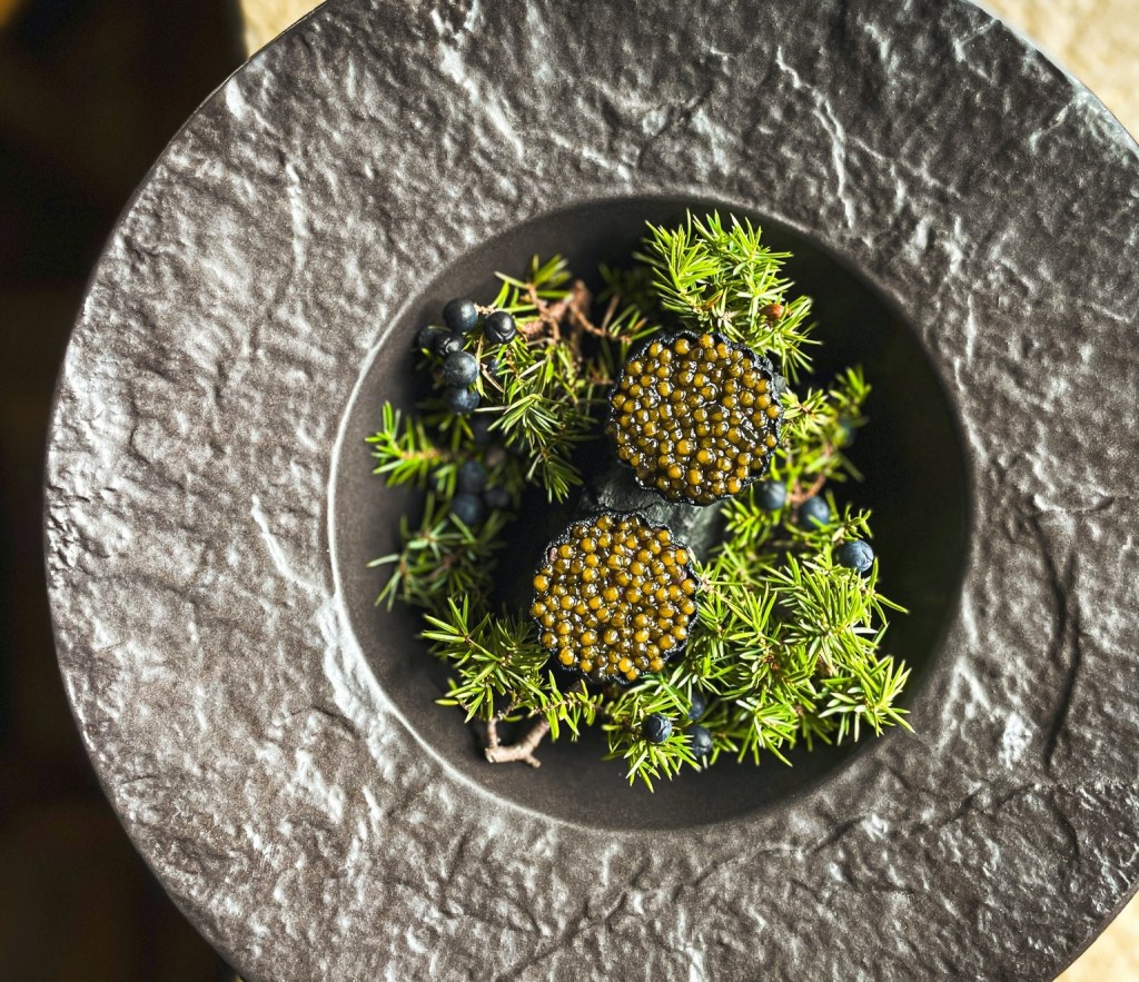 A close up of a caviar dish at JORO Sheffield. 